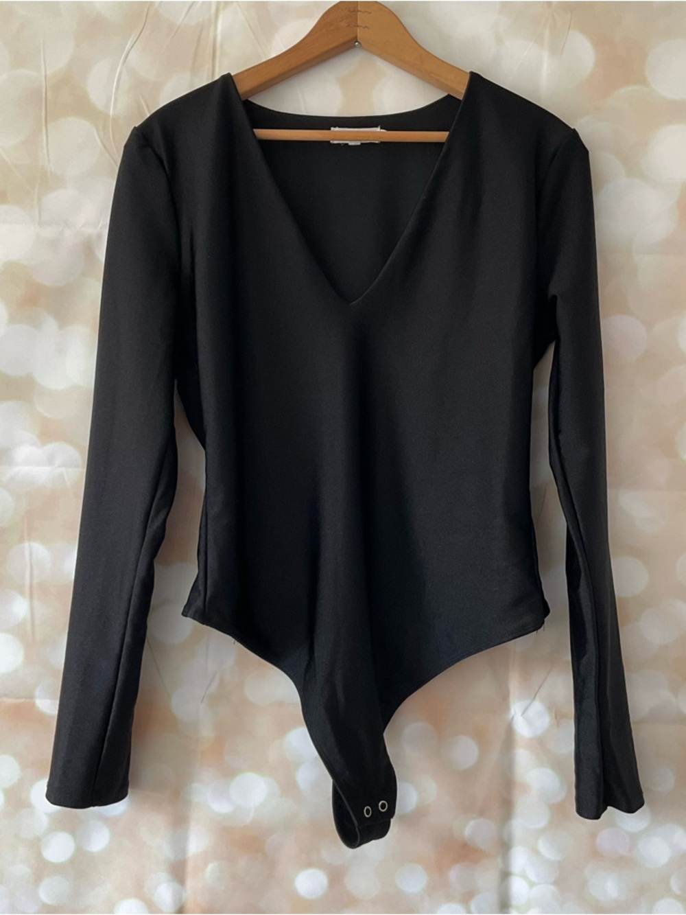 Good American Shiny Black Bodysuit